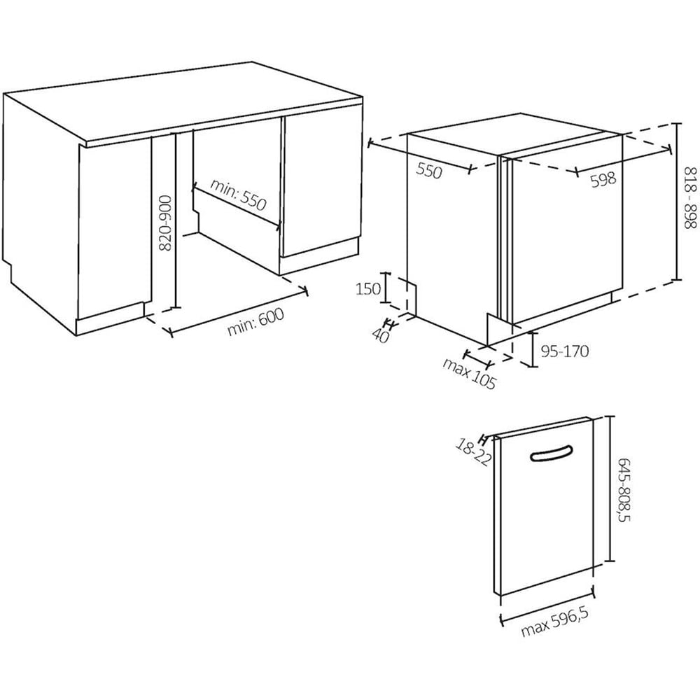 Masina de spalat vase incorporabila CANDY CI 5C6F1A, 15 seturi, 8 programe, 60 cm, Clasa C, panou comanda antracit