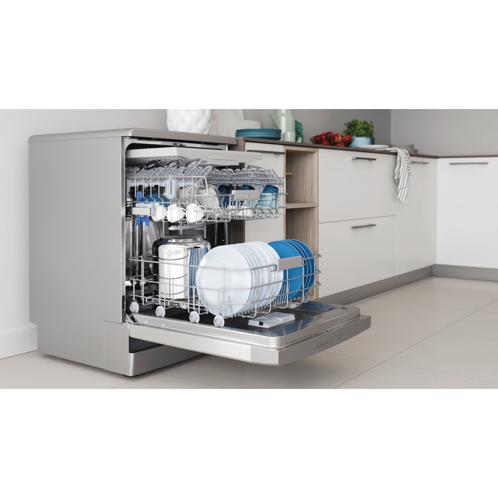 Masina de spalat vase independenta INDESIT DFO 3T133 A F X, Push&Go, 14 seturi, 9 programe, 60 cm, Clasa D, inox