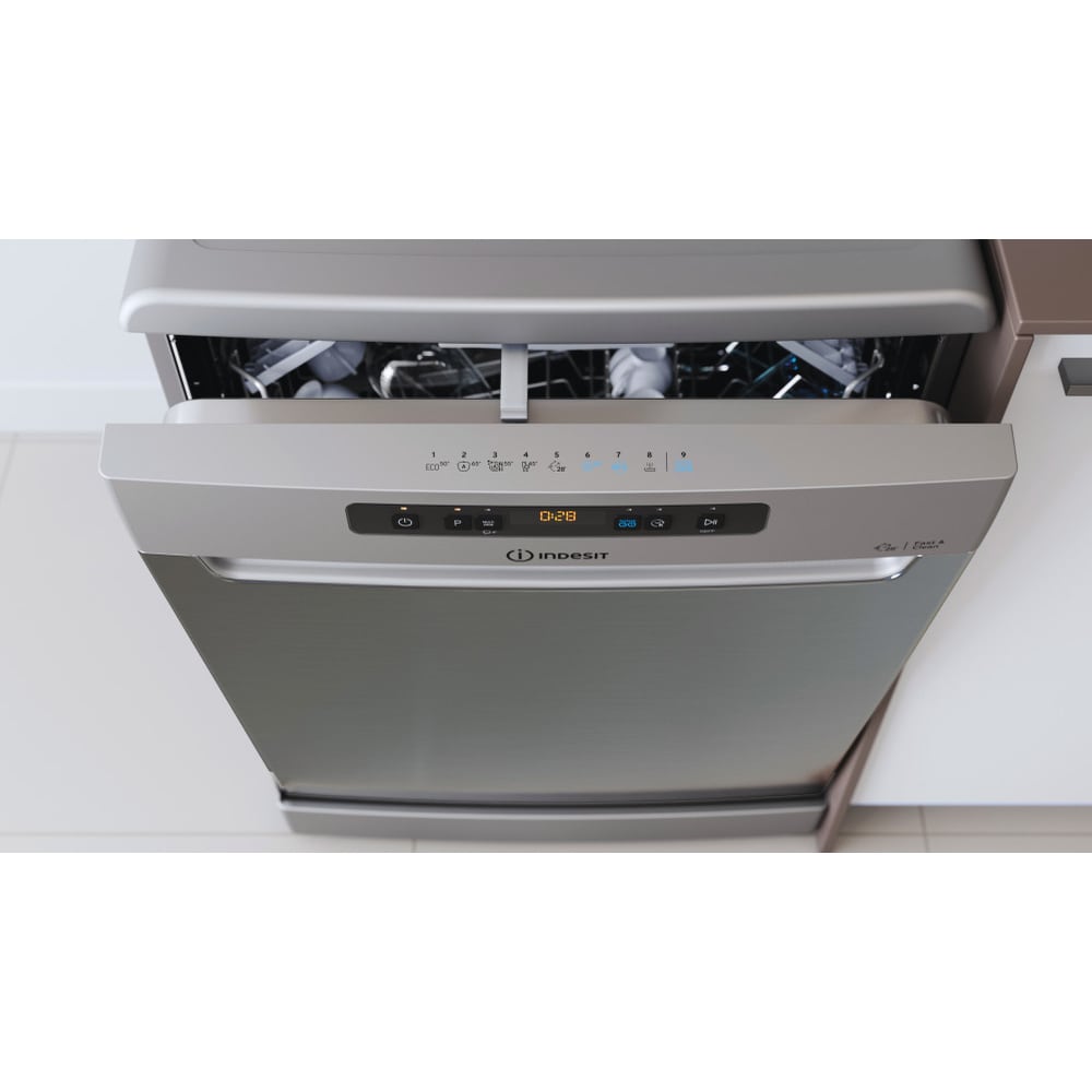 Masina de spalat vase independenta INDESIT DFO 3T133 A F X, Push&Go, 14 seturi, 9 programe, 60 cm, Clasa D, inox