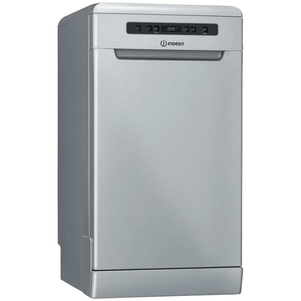 Masina de spalat vase independenta INDESIT DSFO 3T224 C S, 10 seturi, 9 programe, 45 cm, Clasa E, argintiu