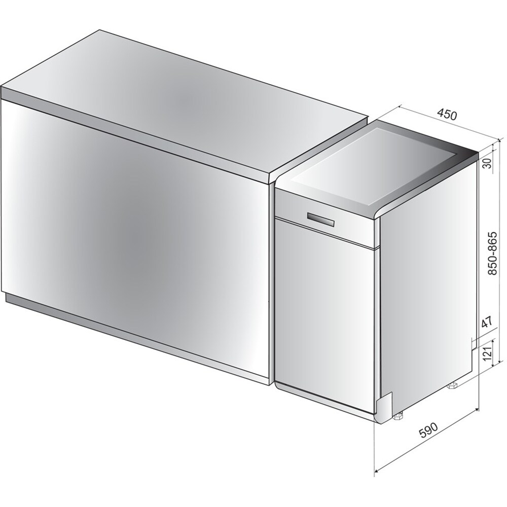 Masina de spalat vase independenta INDESIT DSFO 3T224 C S, 10 seturi, 9 programe, 45 cm, Clasa E, argintiu