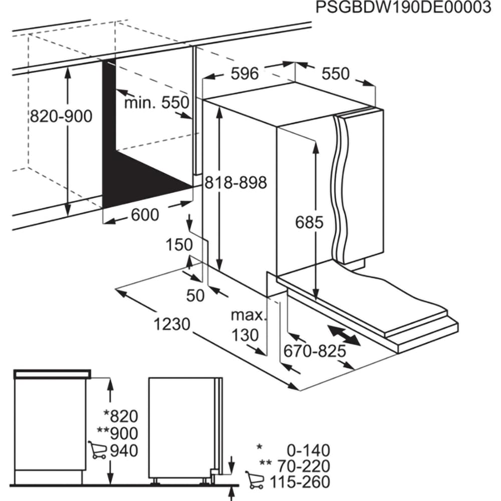 Masina de spalat vase incorporabila ELECTROLUX EEM69410L, AirDry, 15 seturi, 8 programe, 60 cm, Clasa C, panou comanda negru
