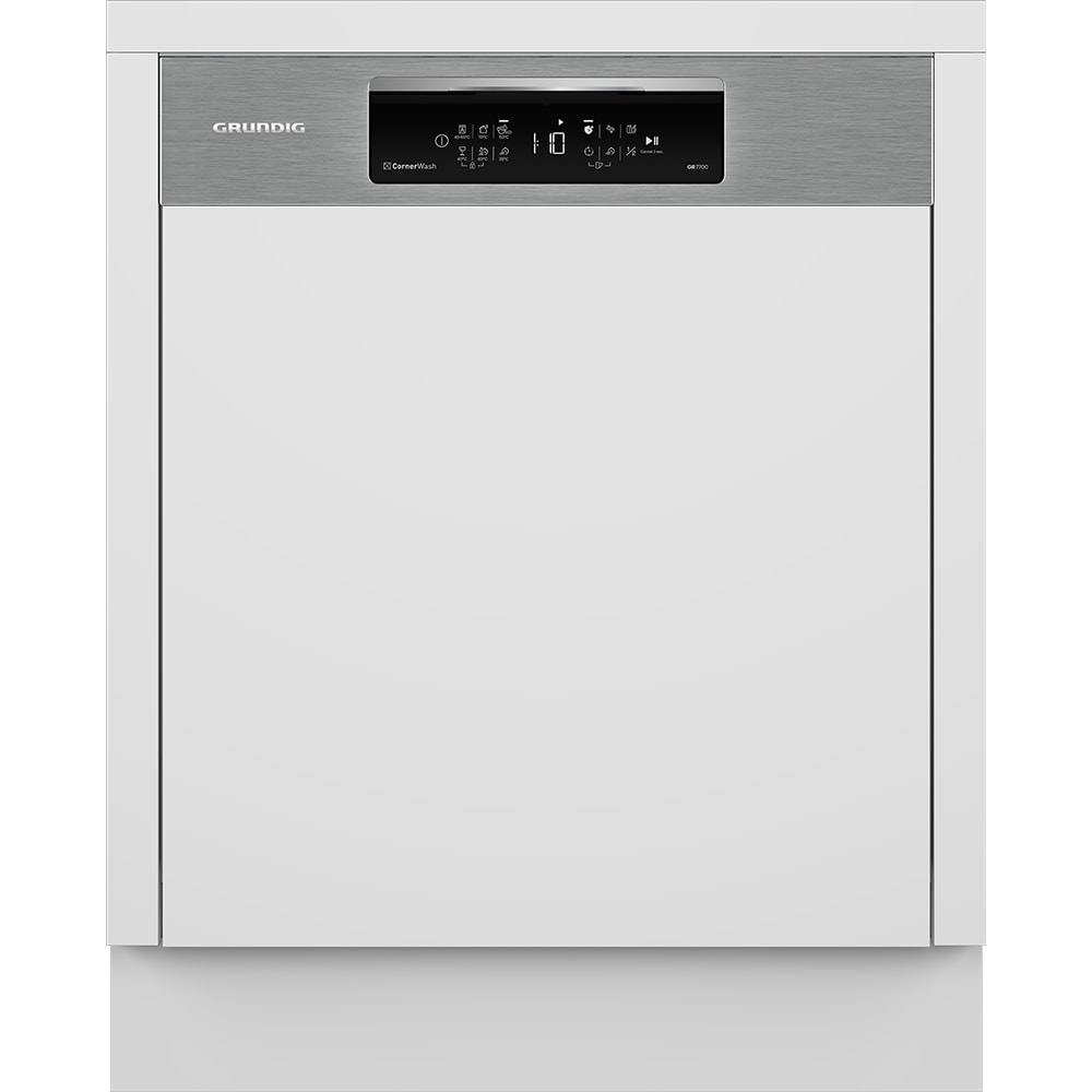 Masina de spalat vase semi-incorporabila GRUNDIG GNIP4630XB, 16 seturi, 6 programe, 60 cm, Clasa C, inox antiamprenta