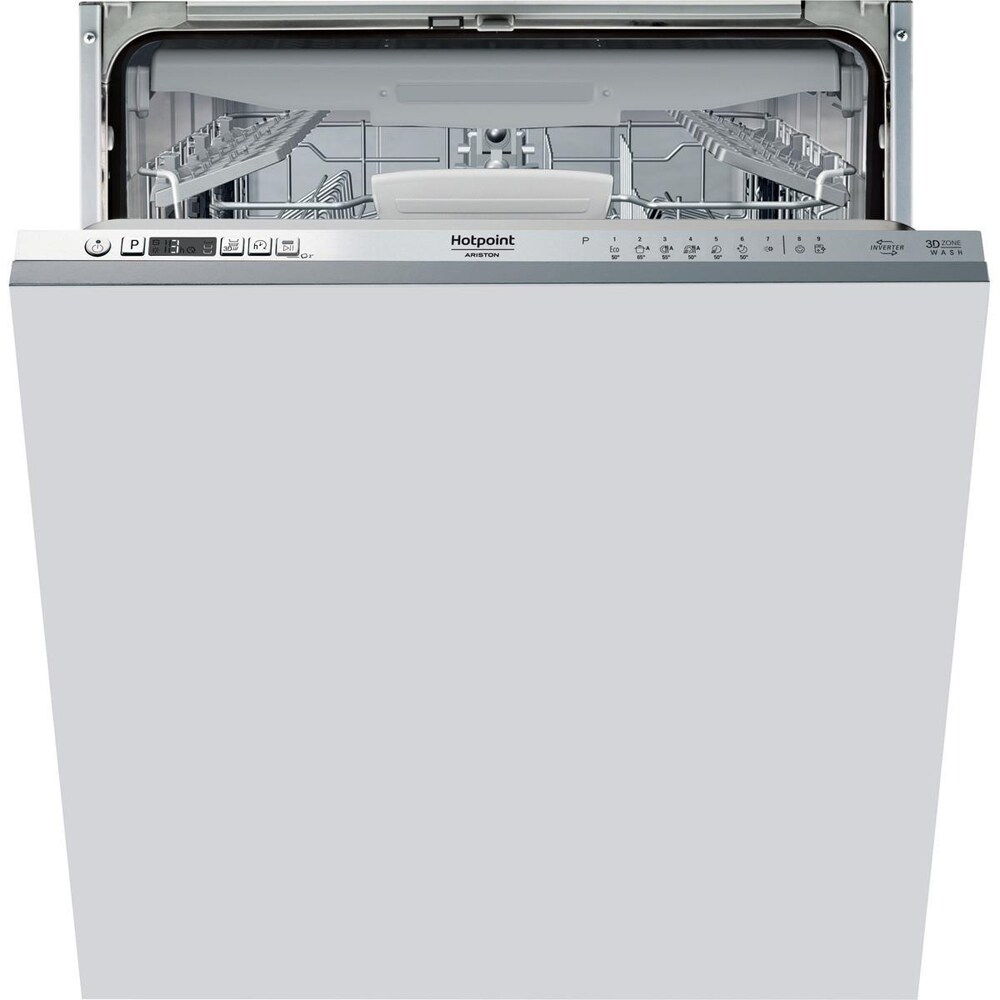 Masina de spalat vase incorporabila HOTPOINT HI 5030 W, 14 seturi, 7 programe, 60 cm, Clasa D, panou comanda argintiu