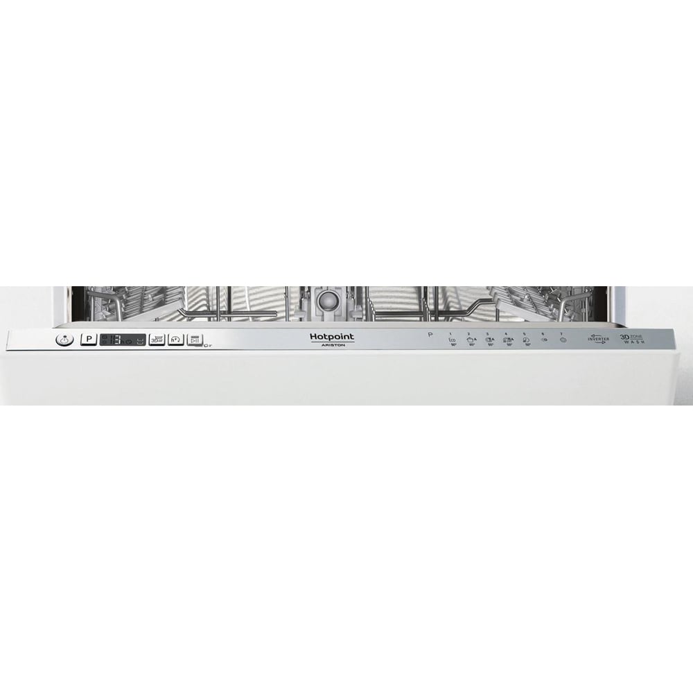 Masina de spalat vase incorporabila HOTPOINT HIC 3C33 CW, 14 seturi, 7 programe, 60 cm, Clasa D, panou comanda argintiu