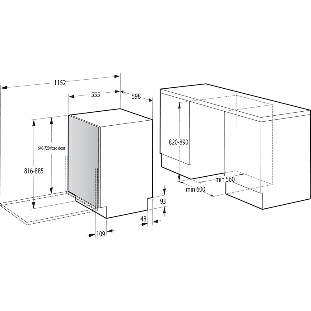 Masina de spalat vase incorporabila HISENSE HV642D90, 14 seturi, 6 programe, 60 cm, Clasa D, panou comanda argintiu
