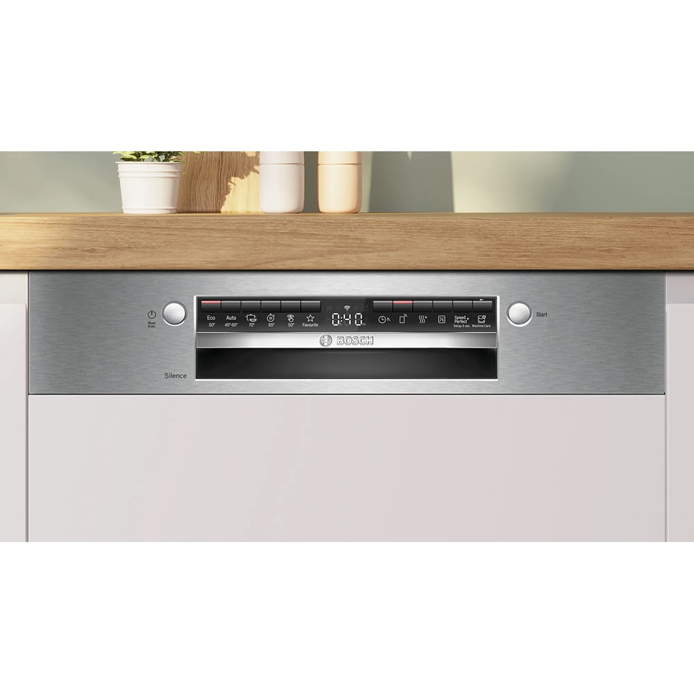 Masina de spalat vase semi-incorporabila BOSCH SMI4HTS00E, 13 seturi, 6 programe, 60 cm, Clasa D, inox