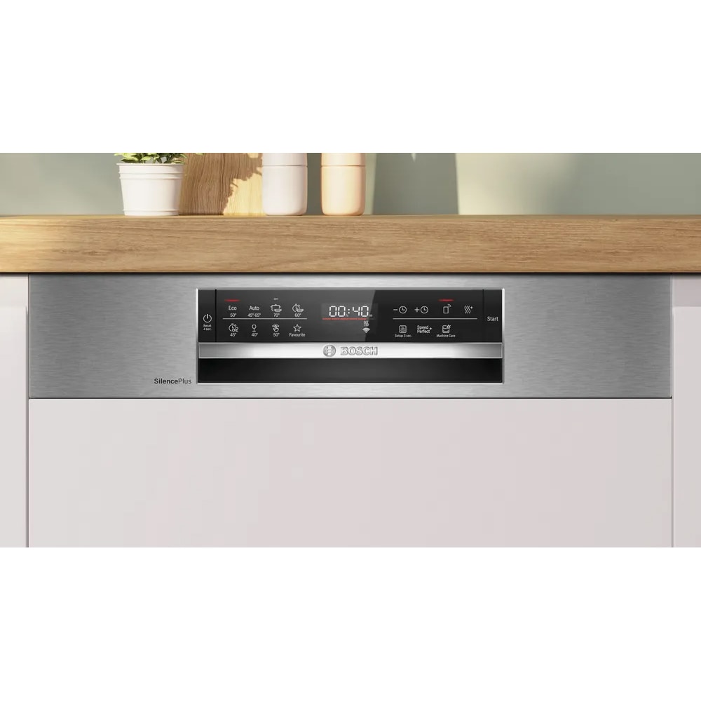 Masina de spalat vase semi-incorporabila BOSCH SMI6ECS12E, 14 seturi, 8 programe, 60 cm, Clasa A, inox