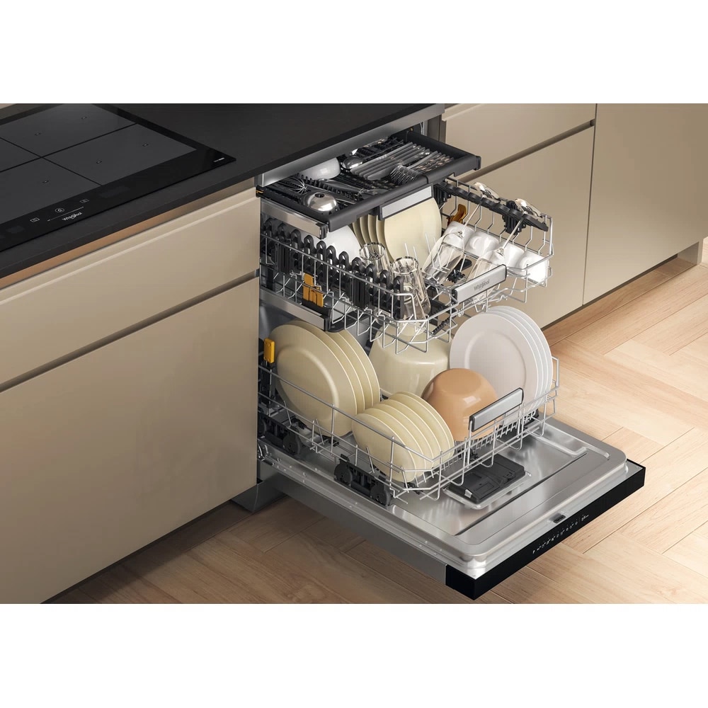 Masina de spalat vase independenta WHIRLPOOL W7F HP43 X, 6th Sense, 15 seturi, 10 programe, 60 cm, Clasa C, inox