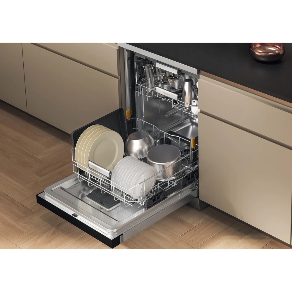 Masina de spalat vase independenta WHIRLPOOL W7F HS51 X, 6th Sense, 15 seturi, 8 programe, 60 cm, Clasa B, inox
