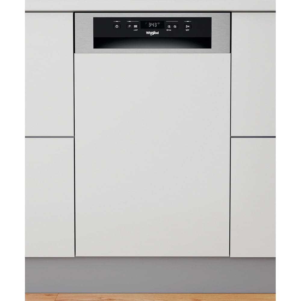 Masina de spalat vase semi-incorporabila WHIRLPOOL WSBC 3M27 X, 6th Sense, 10 seturi, 6 programe, 45 cm, Clasa E, inox