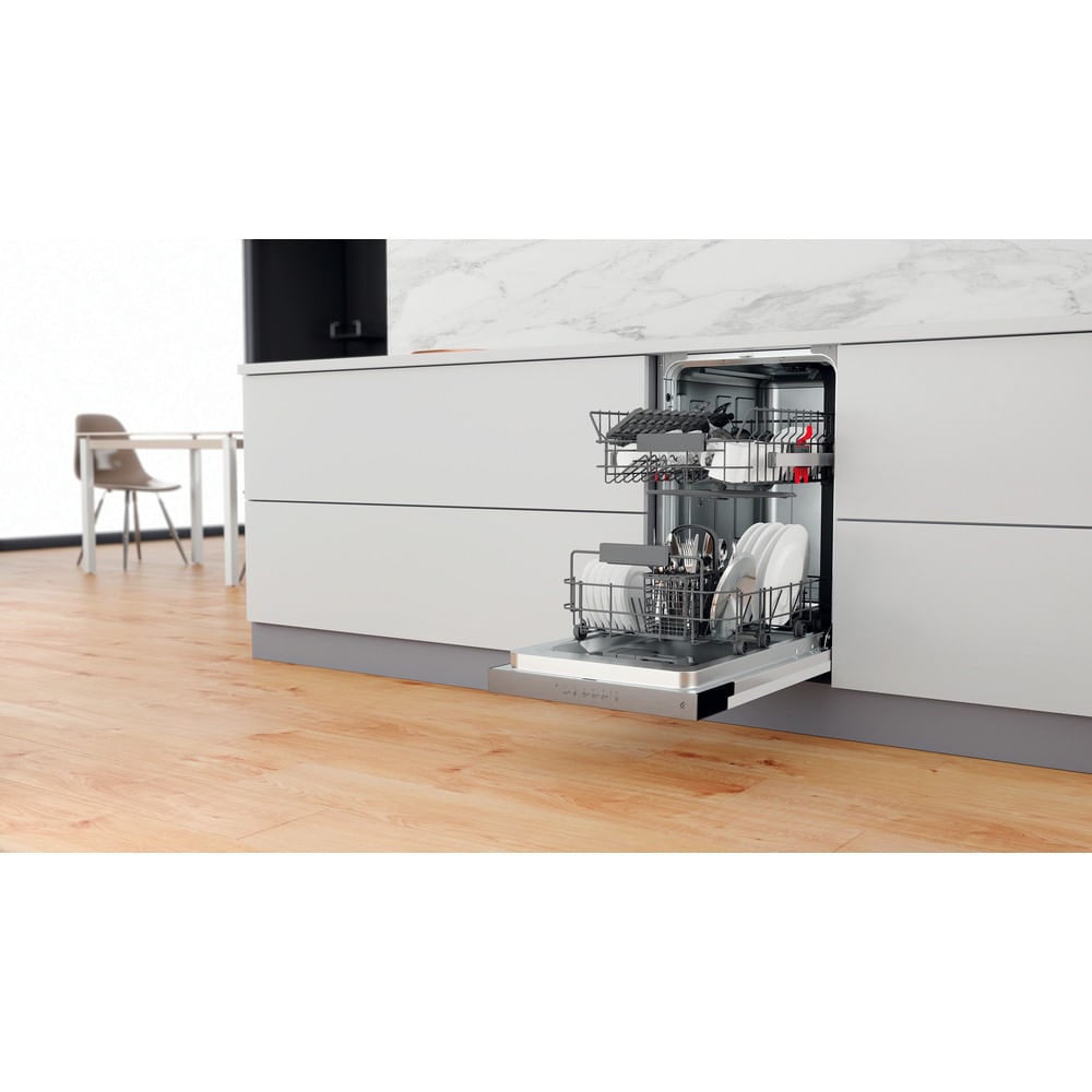 Masina de spalat vase semi-incorporabila WHIRLPOOL WSBC 3M27 X, 6th Sense, 10 seturi, 6 programe, 45 cm, Clasa E, inox