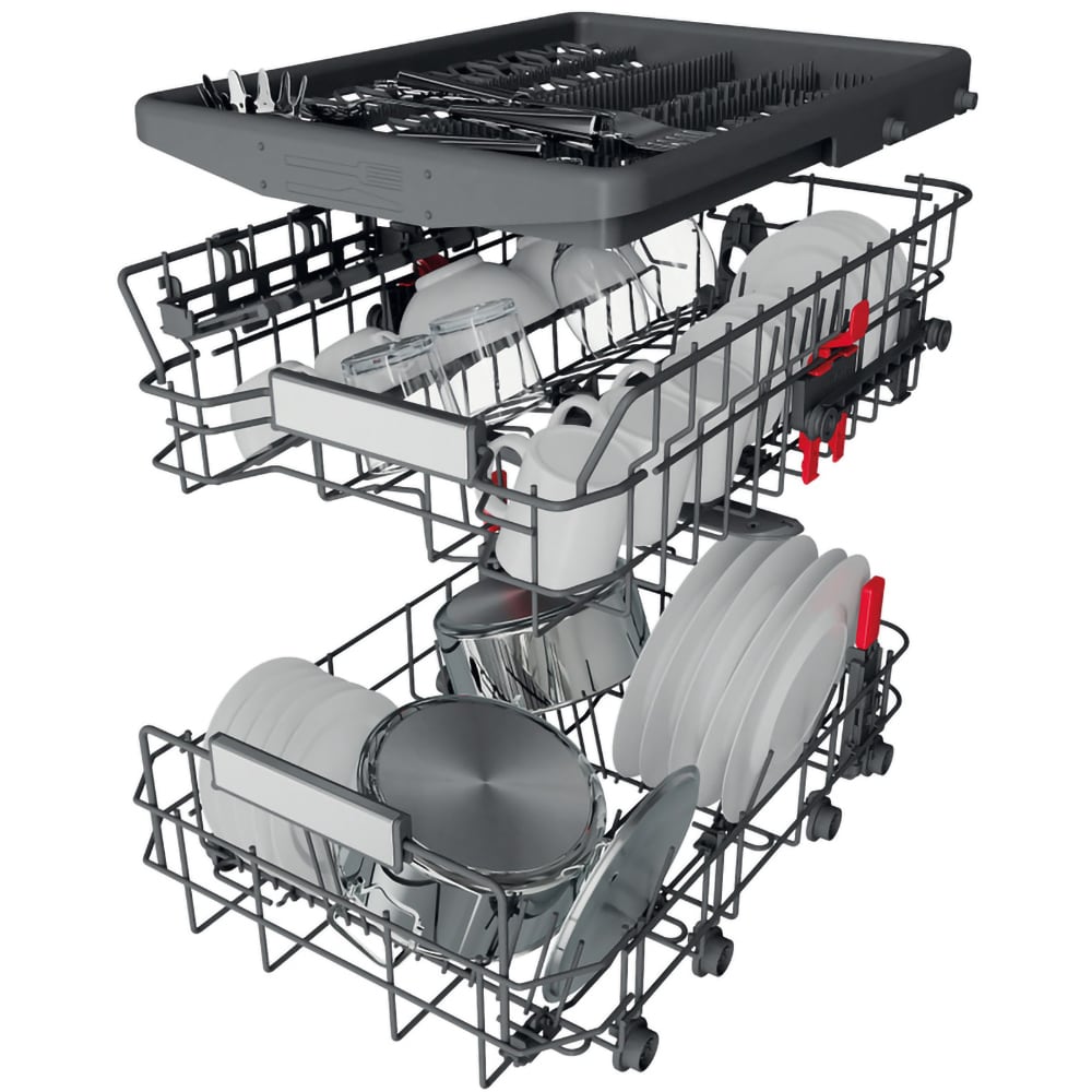 Masina de spalat vase independenta WHIRLPOOL WSFO3O34PFX, 6th sense, 10 seturi, 8 programe, 45 cm, Clasa D, inox