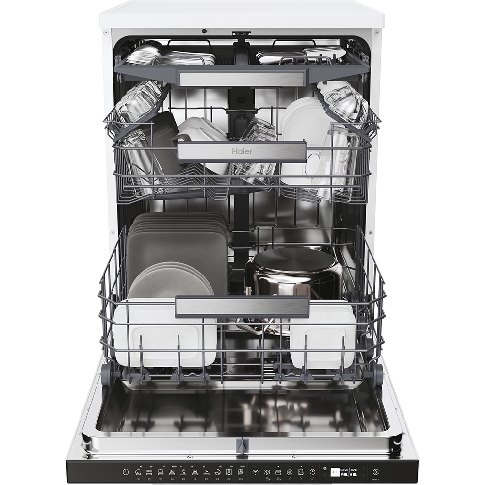 Masina de spalat vase independenta HAIER XF 5C4M1W, 15 seturi, 10 programe, 60 cm, Clasa C, alb