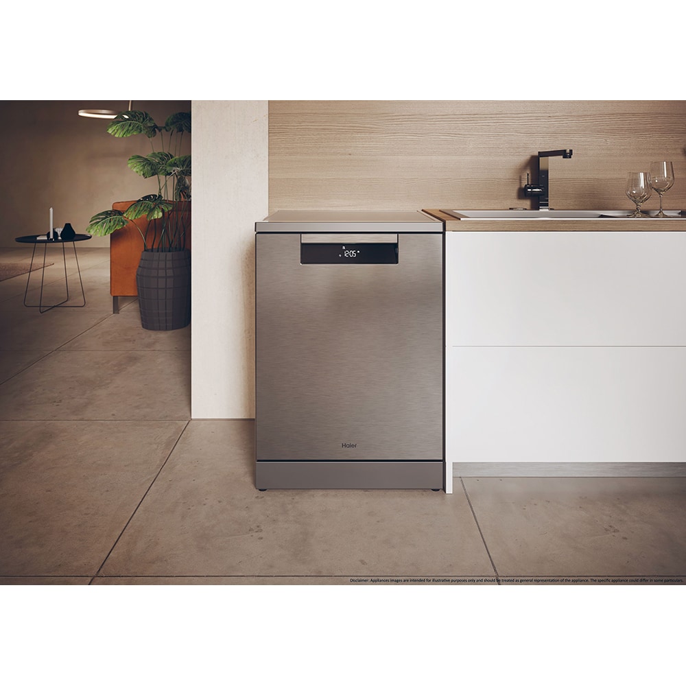 Masina de spalat vase independenta HAIER XF 5CM1X, 15 seturi, 10 programe, 60 cm, Clasa C, inox