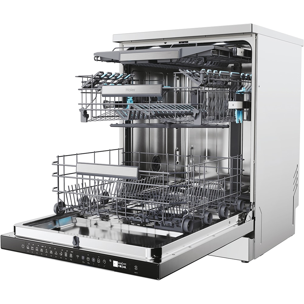 Masina de spalat vase independenta HAIER XF 6B2M3PX, 16 seturi, 10 programe, 60 cm, Clasa B, inox