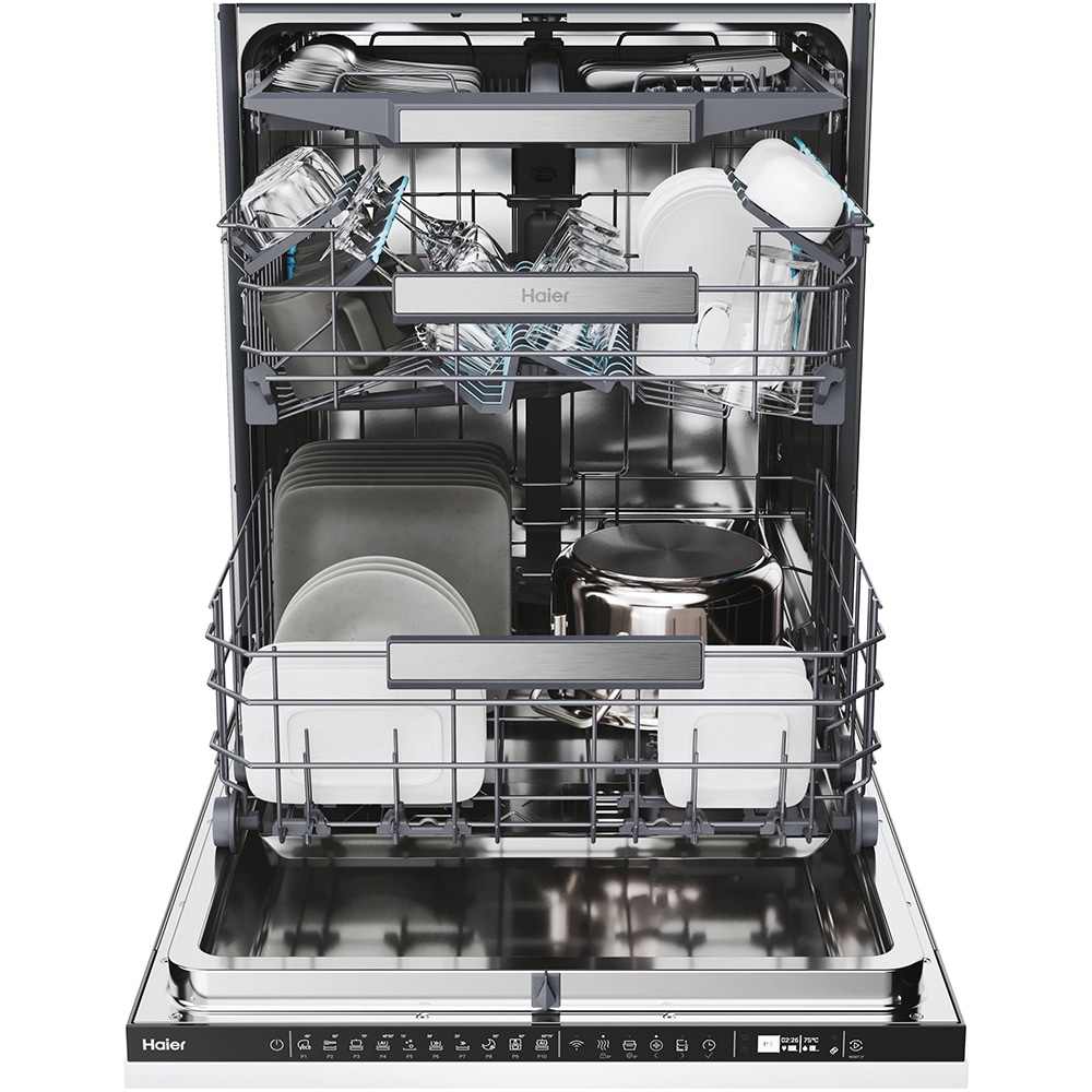 Masina de spalat vase incorporabila HAIER XI 6B0M3PB, 16 seturi, 10 programe, 60 cm, Clasa B, panou comanda negru