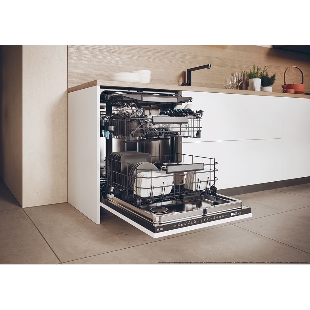 Masina de spalat vase incorporabila HAIER XI 6B0M3PDB, 16 seturi, 10 programe, 60 cm, Clasa B, panou comanda negru
