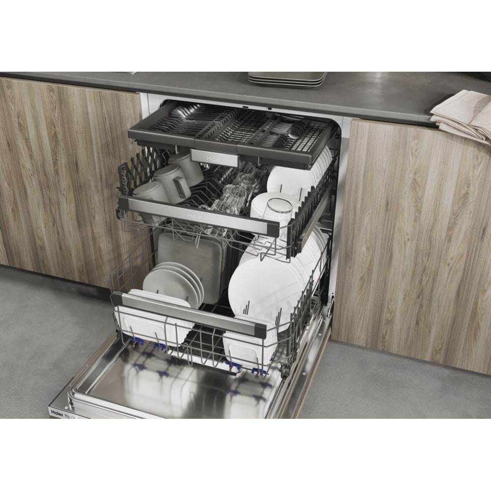 Masina de spalat vase incorporabila HAIER XIB 6B2S3FS, 16 seturi, 12 programe, 60 cm, Clasa B, panou comanda argintiu