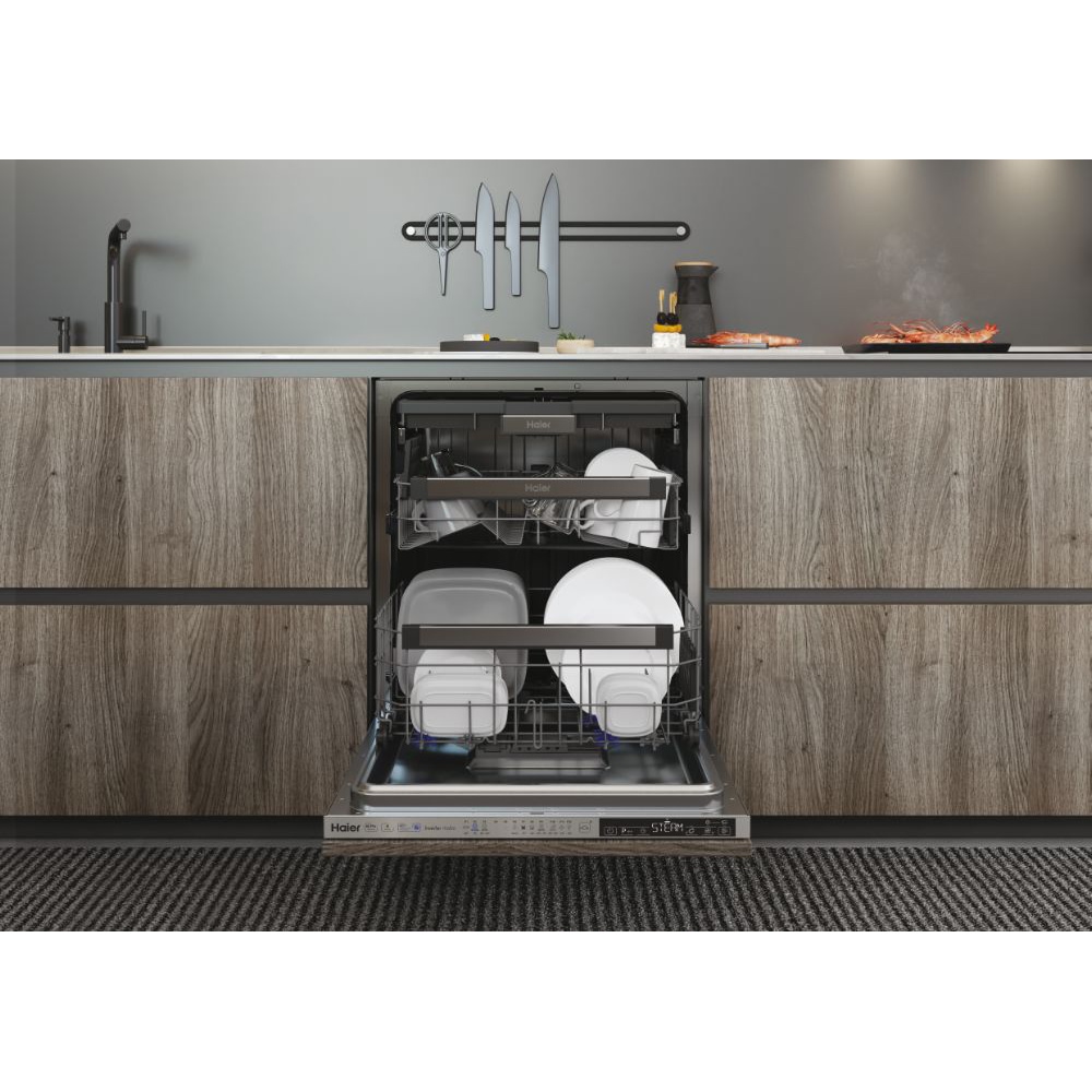 Masina de spalat vase incorporabila HAIER XIB 6B2S3FS, 16 seturi, 12 programe, 60 cm, Clasa B, panou comanda argintiu