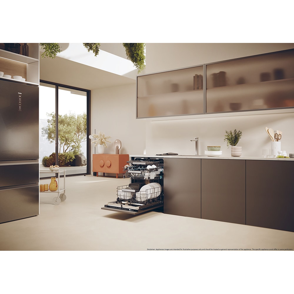 Masina de spalat vase incorporabila HAIER XS 4A4M3PB, 14 seturi, 10 programe, 60 cm, Clasa A, panou comanda negru