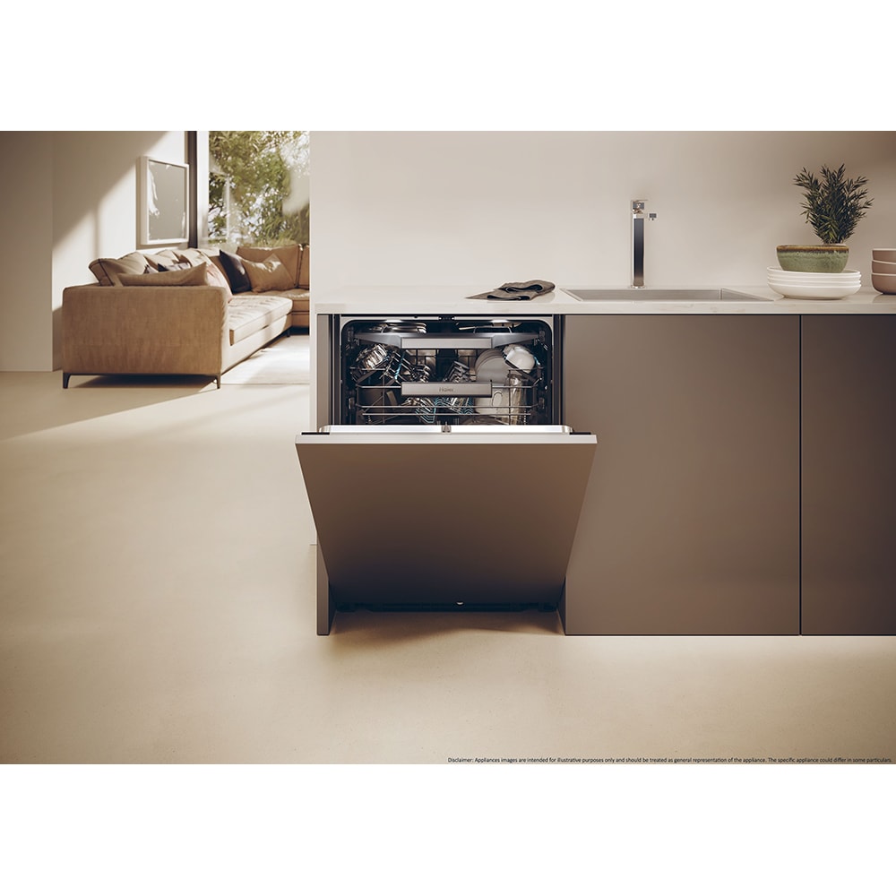 Masina de spalat vase incorporabila HAIER XS 4A4M3PB, 14 seturi, 10 programe, 60 cm, Clasa A, panou comanda negru