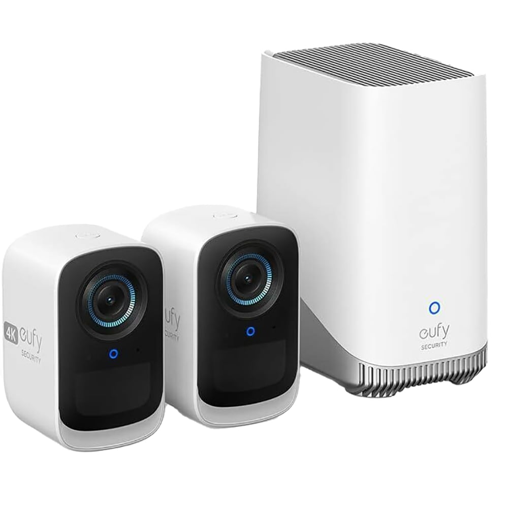 Kit supraveghere video eufyCam 3C S300, 4K Ultra HD, 2 camere, 4K Ultra HD, Wi-Fi, NightVision, 16 canale, alb