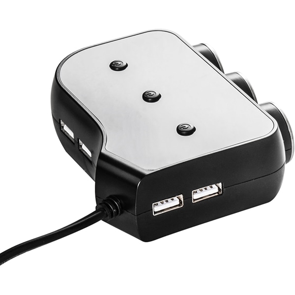 Splitter cu 3 porturi auto MYRIA MY2120, 4 x USB, negru