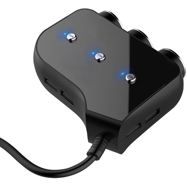 Splitter cu 3 porturi auto MYRIA MY2120, 4 x USB, negru