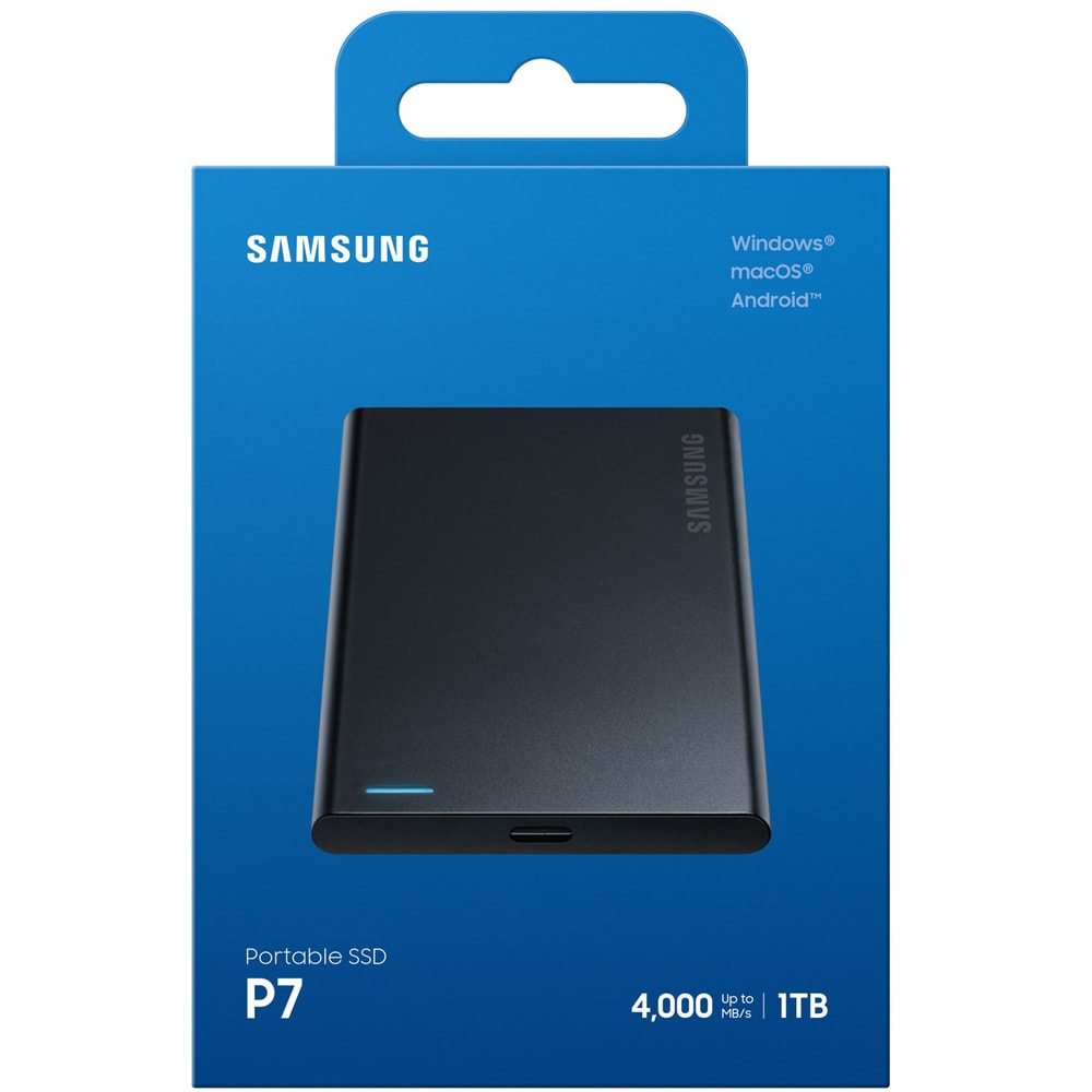 SSD extern SAMSUNG P7 MU-PF1T0G/WW, 1TB, USB4 Gen 3x2, negru