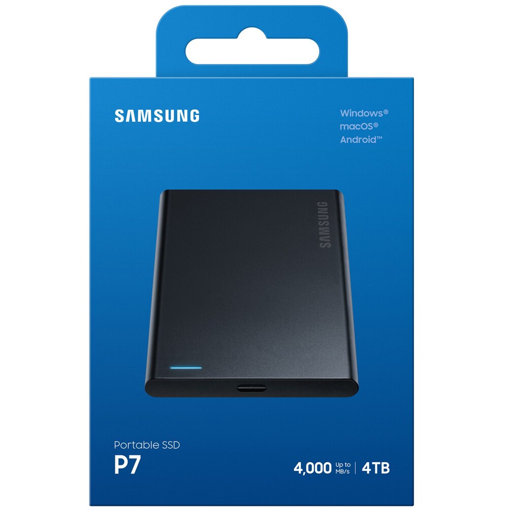 SSD extern SAMSUNG P7 MU-PF4T0G/WW, 4TB, USB4 Gen 3x2, negru