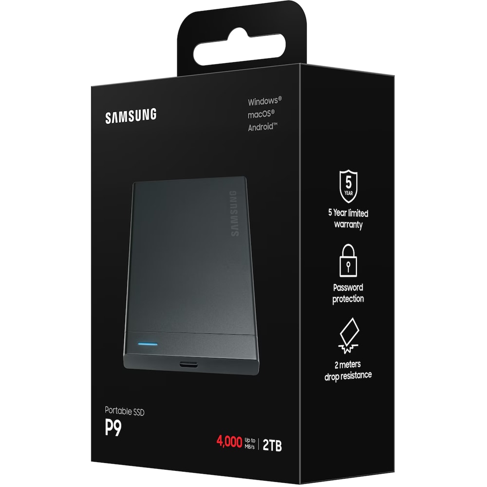 SSD extern SAMSUNG P9 MU-PJ2T0G/WW, 2TB, USB4 Gen 3x2, negru