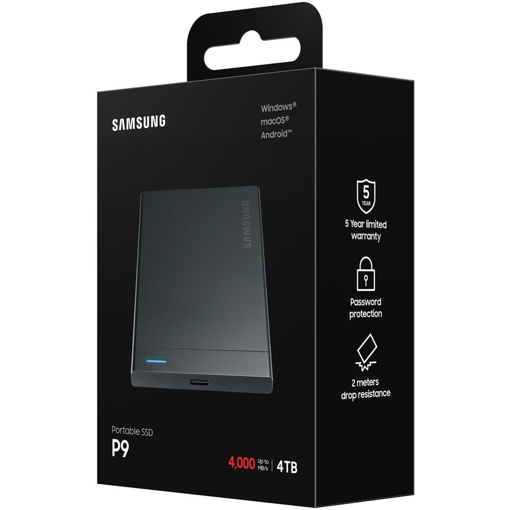 SSD extern SAMSUNG P9 MU-PJ4T0G/WW, 4TB, USB4 Gen 3x2, negru