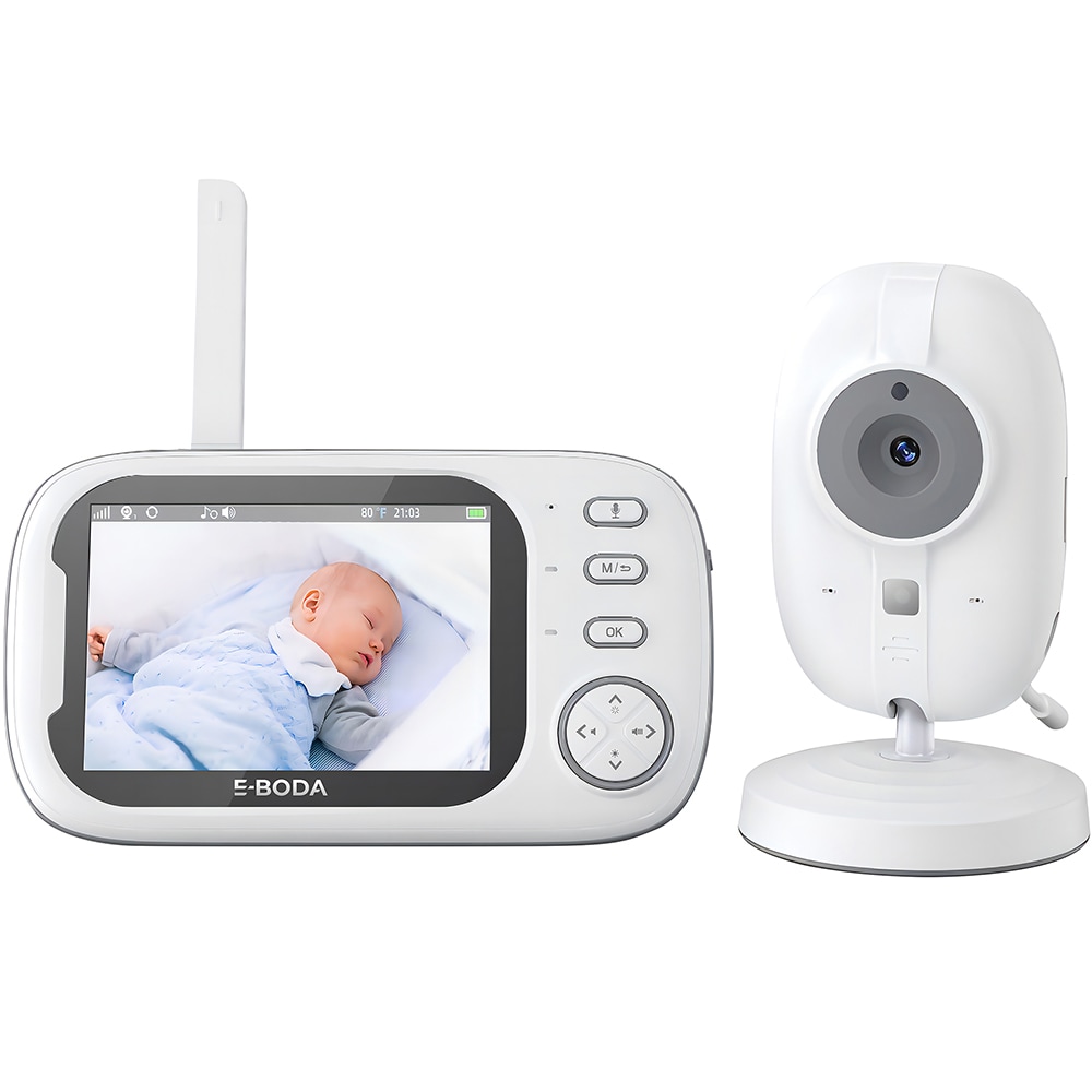 Baby monitor E-BODA 224176, 3.5", alb-gri