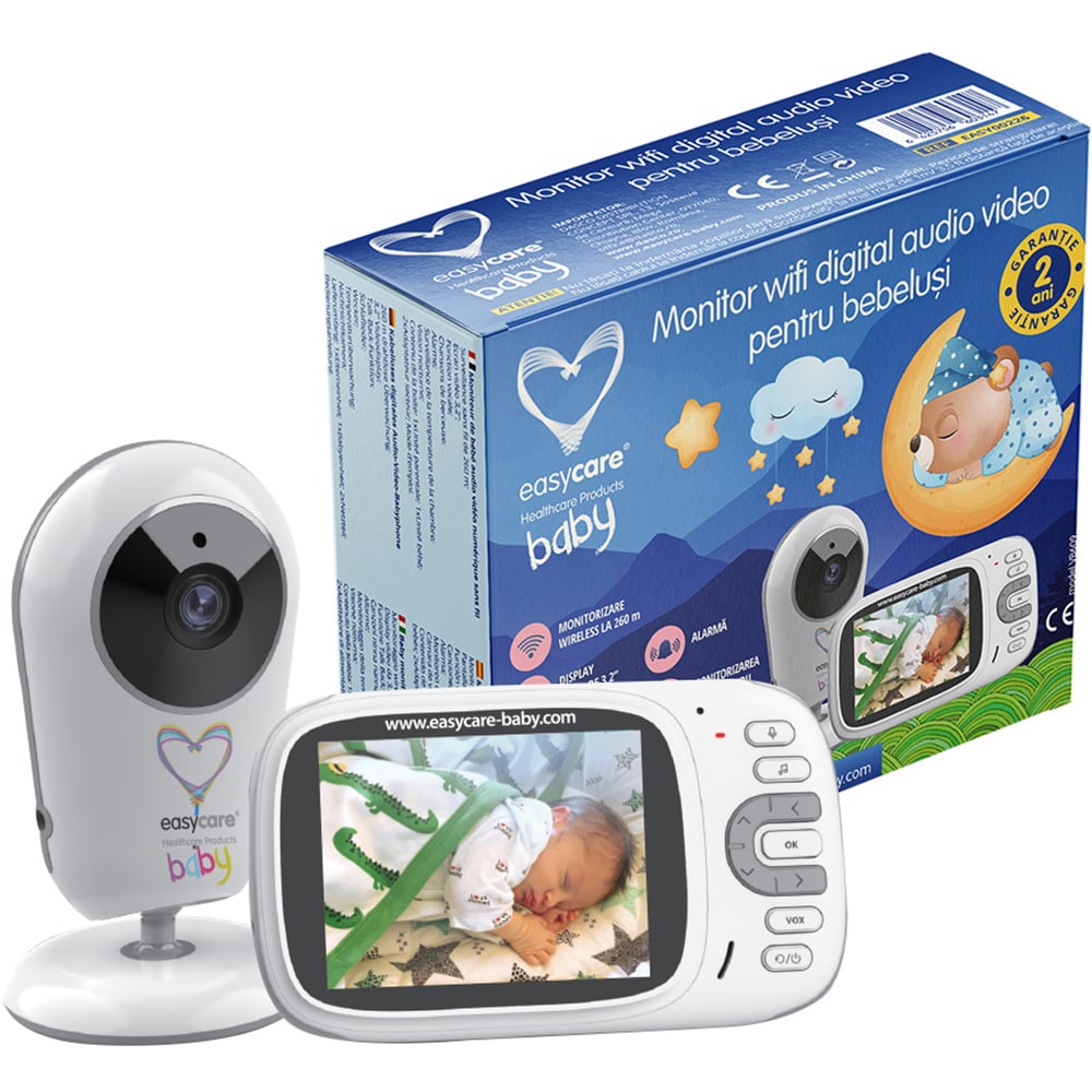 Monitor video digital EASYCARE Wi-Fi EASY00226, 3.2", alb-gri