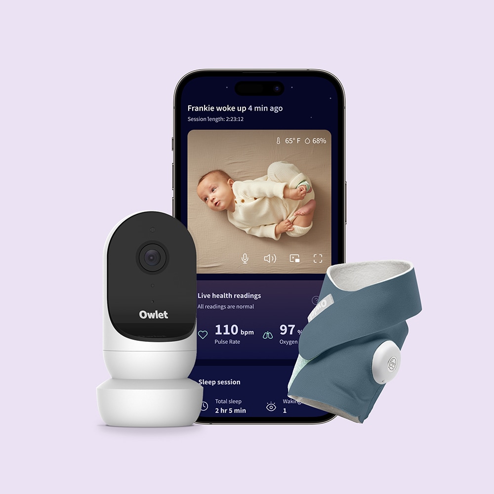 Set OWLET monitor video+ soseta inteligenta Dream Sock PSRHNN67IM, albastru inchis-alb