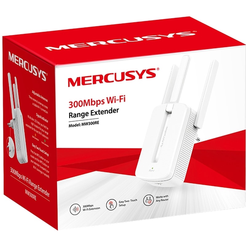 Wireless Range Extender MERCUSYS MW300RE, 300 Mbps, alb