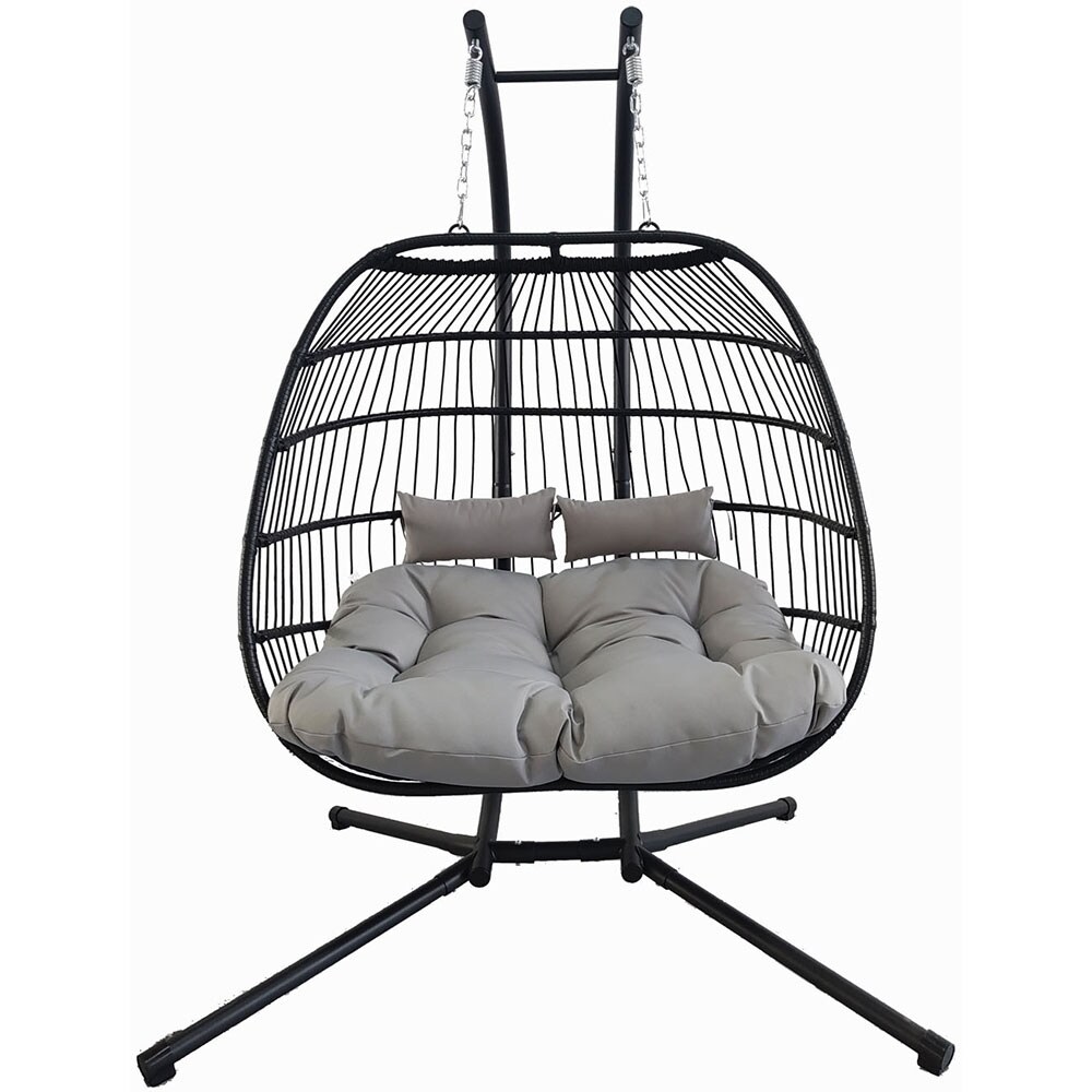 Leagan gradina Laurance, 61 x 129 x 202 cm, negru-gri