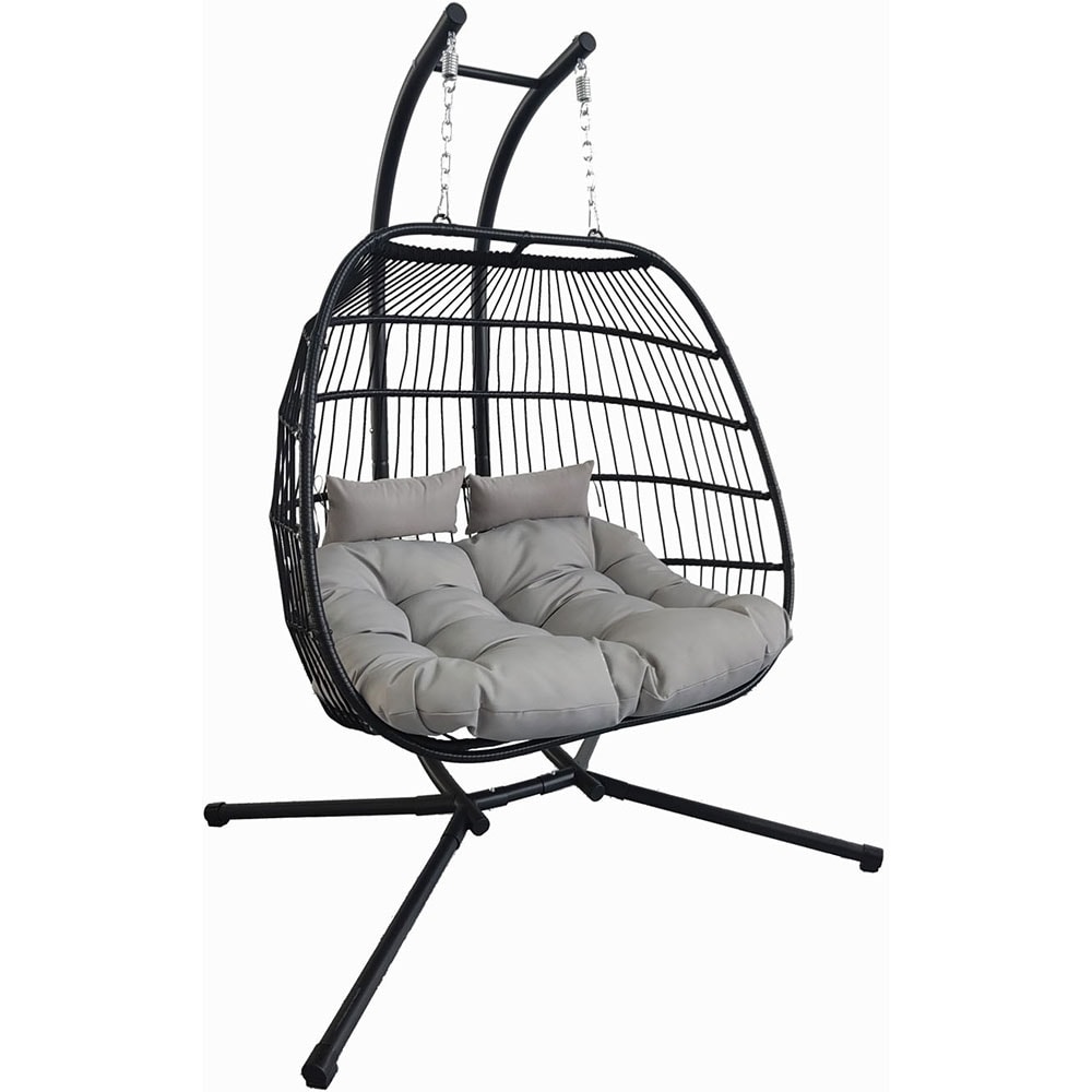 Leagan gradina Laurance, 61 x 129 x 202 cm, negru-gri