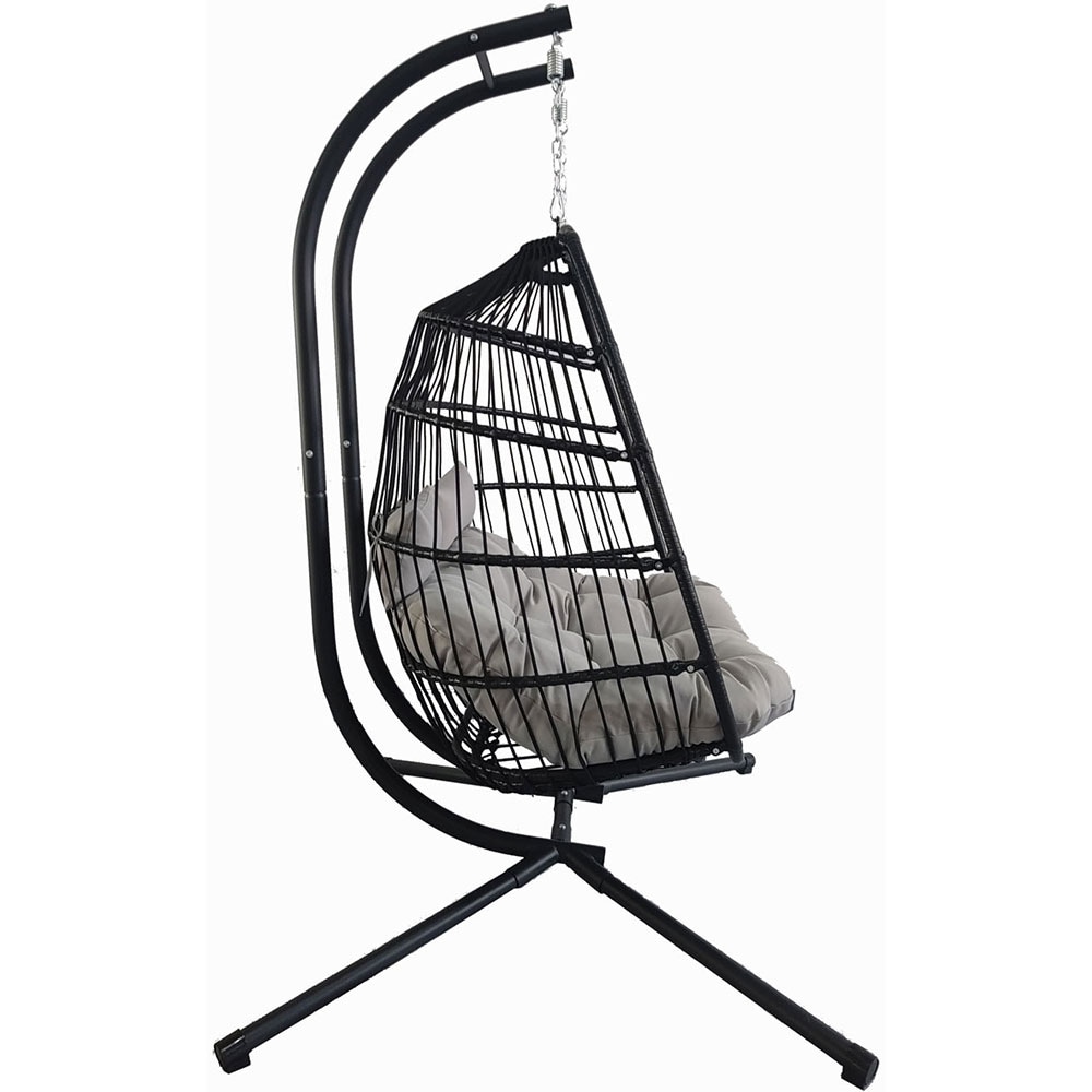 Leagan gradina Laurance, 61 x 129 x 202 cm, negru-gri