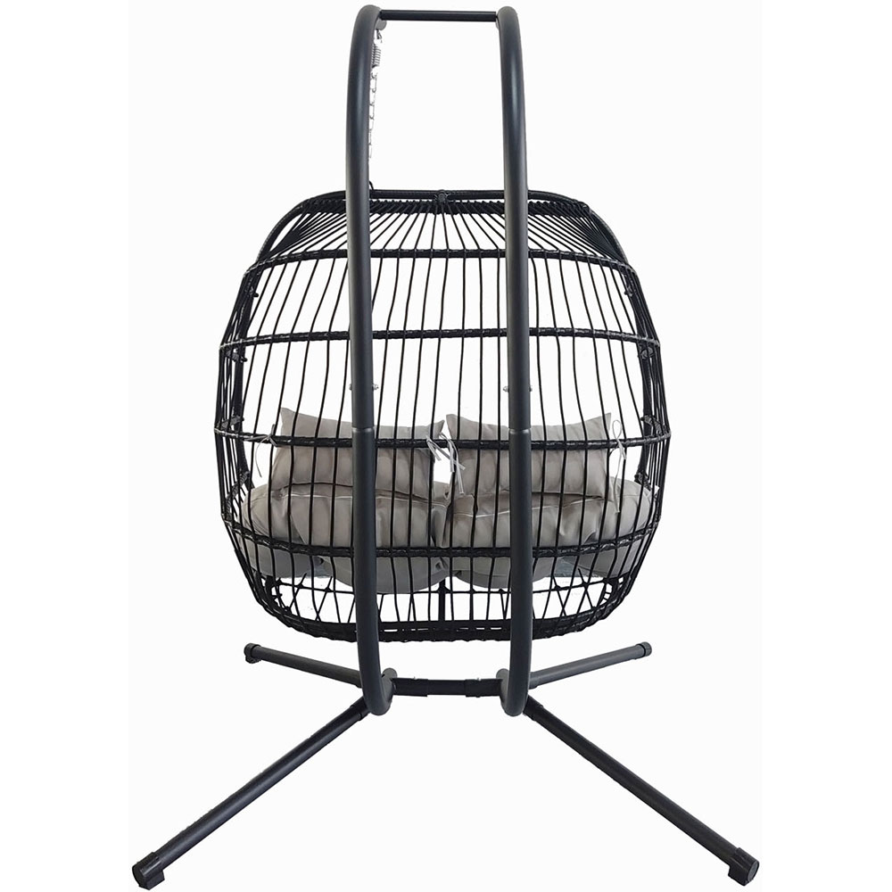 Leagan gradina Laurance, 61 x 129 x 202 cm, negru-gri