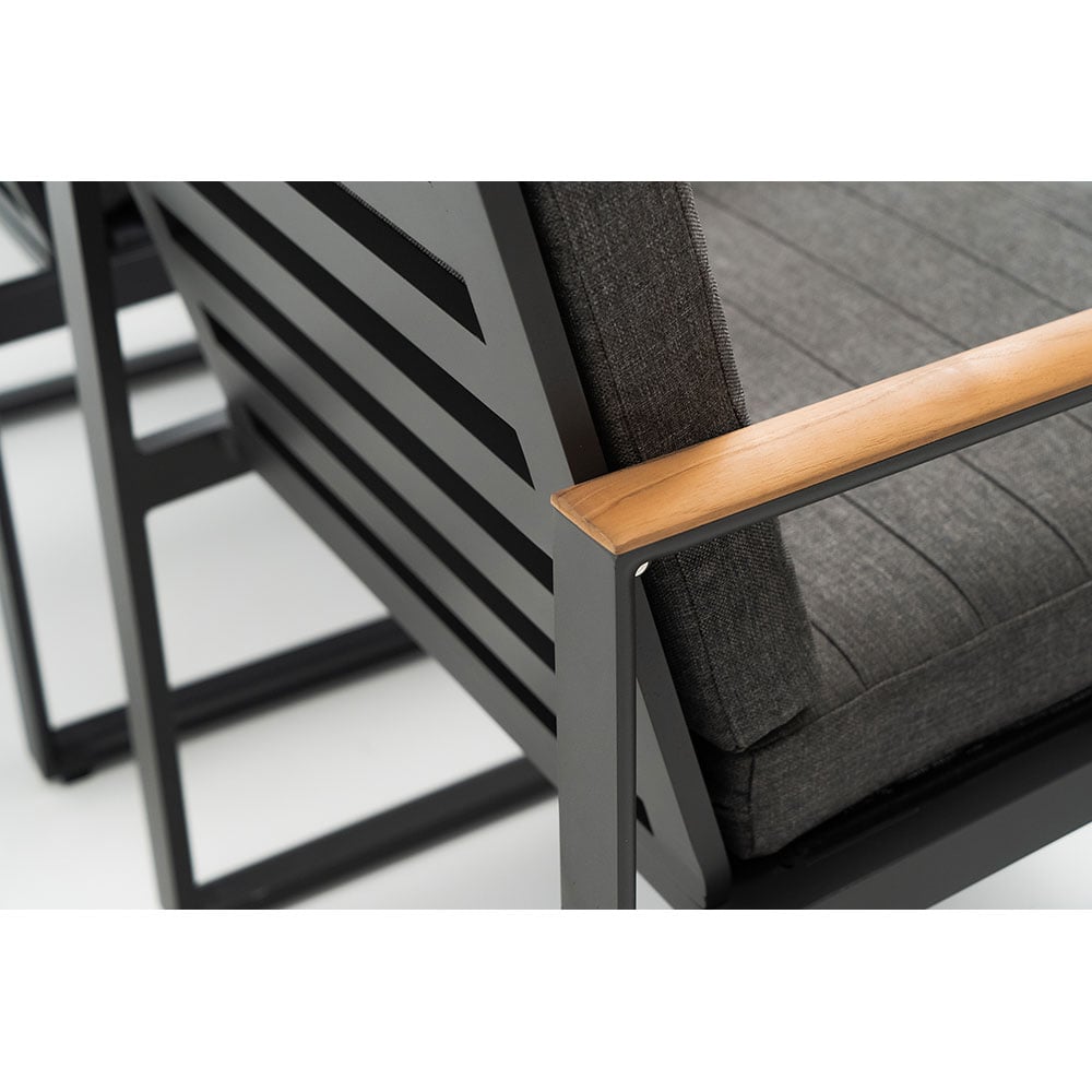 Scaun terasa MYRIA Alexander, aluminiu, 58 x 58 x 82.5 cm, gri inchis, 2 bucati