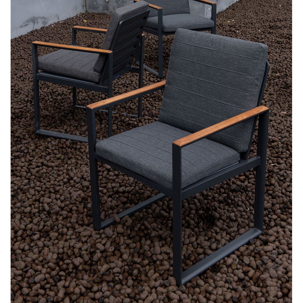 Scaun terasa MYRIA Alexander, aluminiu, 58 x 58 x 82.5 cm, gri inchis, 2 bucati