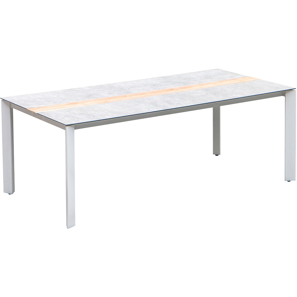 Masa terasa MYRIA Aimar, aluminiu, 200 x 100 x 74.5 cm, alb-gri deschis