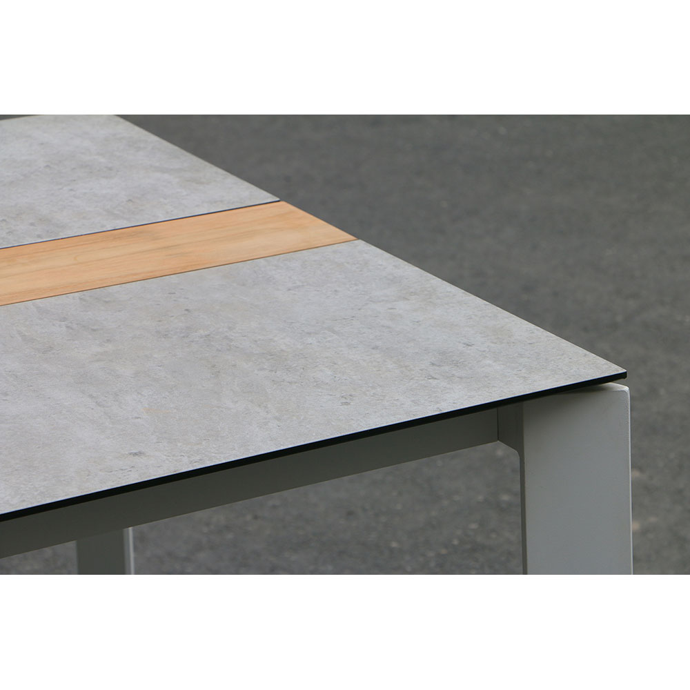 Masa terasa MYRIA Aimar, aluminiu, 200 x 100 x 74.5 cm, alb-gri deschis