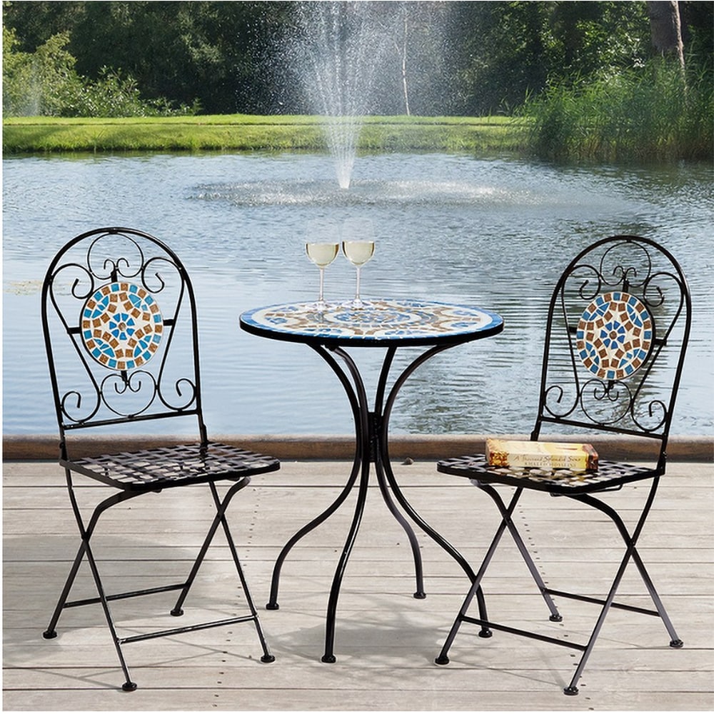 Set mobilier gradina MYRIA Bistro Mosaic, 3 piese, multicolor