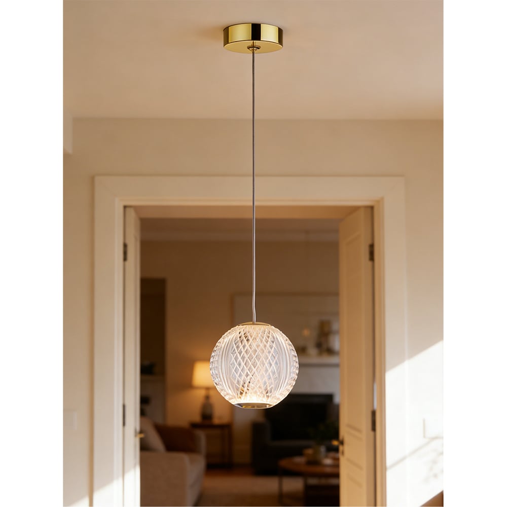 Pendul suspendat MYRIA Diamond, LED, 6W, 12x12x150 cm, auriu