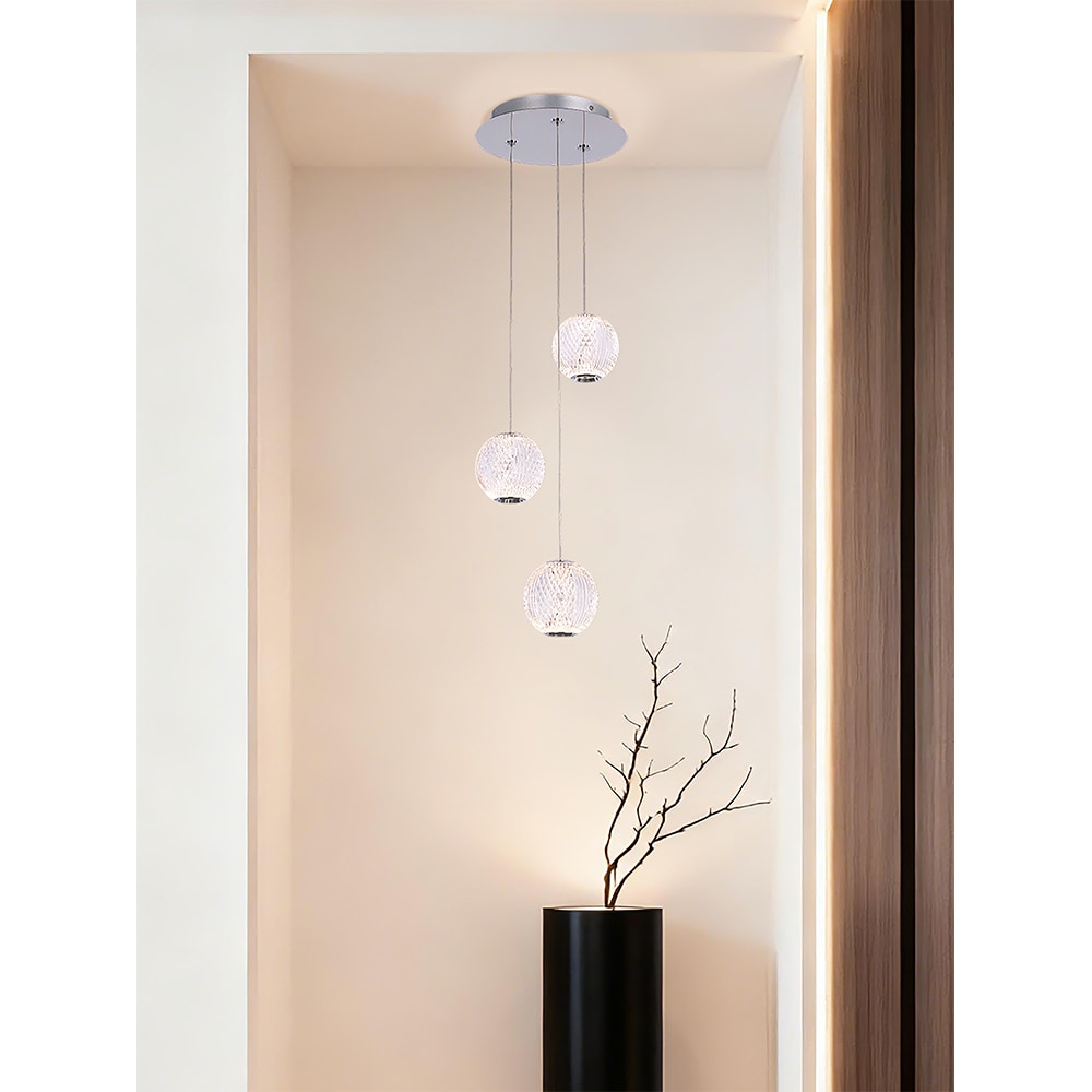 Lustra suspendata MYRIA Diamond, LED, 16W, 27x27x150 cm, crom