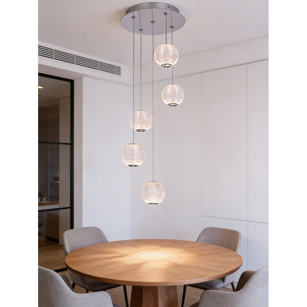 Lustra suspendata MYRIA Diamond, LED, 25W, 32x32x150 cm, crom