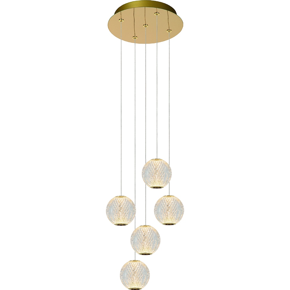 Lustra suspendata MYRIA Diamond, LED, 25W, 32x32x150 cm, auriu